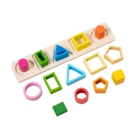 Jucarie Montessori de Sortat, Flippy, din Lemn, Tip Puzzle, cu 5 Forme Asimetrice, 15 Piese, Educativa, Interactiva, Creativa, Materiale Non Toxice, +2 Ani, Multicolor