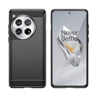 Husa de Protectie pentru OnePlus 12, Flippy, Protectie 360, din TPU cu element de Carbon, Anti Alunecare, 1.8 mm, Negru