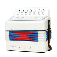 Acordeon Pentru Copii, Flippy, Acordeon Jucarie pentru Educatie Timpurie, 7 butoane 2 bass, Acordeon Instrument Muzical pentru Copii, 18 x 17 x 10 cm, Alb