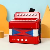 Acordeon Pentru Copii, Flippy, Acordeon Jucarie pentru Educatie Timpurie, 7 butoane 2 bass, Acordeon Instrument Muzical pentru Copii, 18 x 17 x 10 cm, Rosu