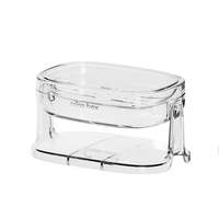 Savoniera cu Suport 2 in 1, Flippy, Pentru Perete sau Blat, PET, Scurgere Optima, Argintiu Transparent