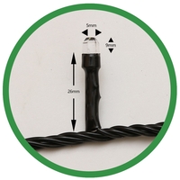 Instalatie de Craciun Flippy® Tip Liniara, Fir Negru, 9 m, 100 LED-uri Hexagonale, Interconectabila, Alb Rece