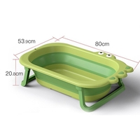 Cada Pliabila pentru Baie, Flippy, din PP+TPR, pentru Copii 0-6 Ani, Model Crocodil, Dop de Scurgere, 80x54x21 cm, Verde