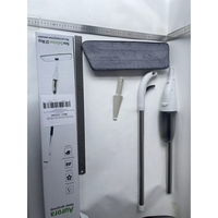 Mop plat, Flippy, cu pulverizator, pentru uz casnic, plastic, rezerva de mop din microfibra, 125x40 cm, Alb/Negru