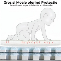 Set 10 Piese Covor tip Puzzle, Flippy, Spuma EVA, Pufos, 30 x 30 x 1 cm, Alb