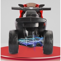 Motocicletă Electrică cu 3 Roti, Flippy, Acumulator Încarcare, Anti-Rasturnare, Lumini, Sunete, Off-Road, Baterie 6V 4.5Ah, 66x34x43cm, Rosu