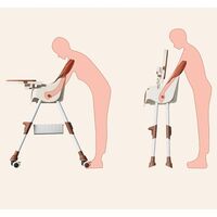 Scaun de masa pentru bebelusi si copii Flippy, cu roti, telescopic, pliabil, masuta reglabila, suport picioare, scaun invelis piele artificiala, centura siguranta, spatiu depozitare, 97 x 73 x 65 cm, roz