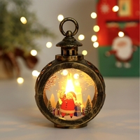 Decoratiune Craciun tip Felinare cu baterii, 13.5 x 9 cm,Lumanare cu geam si inscriptie Mos Craciun,lumina alb cald,baterii incluse,Negru Vintage