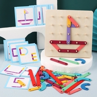 Jucarie Montessori Pegboard, Flippy, din Lemn, Tip Puzzle, Forme, Litere, Educativ, 17.8 x 17.8 x 1.5 cm, Multicolor