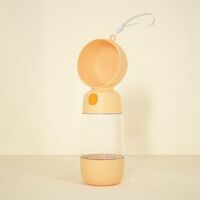 Sticla Animale, Flippy, Portabila, pentru Hrana si Apa, din ABS, 400 ml/182 ml, 25.5 x 8 x 9 cm, Galben