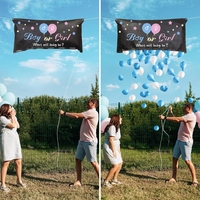 Set Gender Reveal, Flippy, Balloon Drop Bag, din Plastic si Latex, 24 Baloane Roz si Albastru 13 cm, Sac pentru Baloane 60 x 120 cm, Multicolor