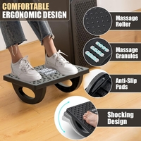 Suport Ergonimic pentru Picioare, Flippy, Plastic, cu Role de Masaj pentru Talpi, pentru Birou, Usor de Transportat, Detasabil, 33.5x24x12 cm, Negru