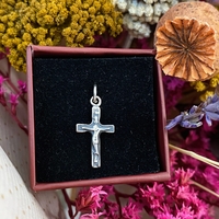 Pandantiv, Jolie Silver, Argint 925, Model Cruce cu Iisus Oxidata, 0.7 g, 20x10 mm