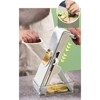 Feliator de Legume Multifunctional, Flippy, Taieturi Diferite, Razatoare pentru Bucatarie, Taietor de Cartofi, Presa Manuala, Pliabila, Extensibila, PP PET, 23.5x9.5x5.5 cm, Alb