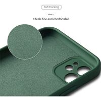 Husa protectie Flippy compatibila cu Apple iPhone 12 Liquid Silicone Ring cu suport rotativ Verde