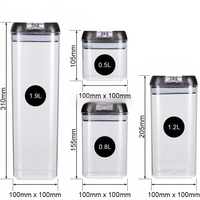 Set 7 Recipiente Organizare Alimente, Flippy, Inchidere Etansa, Etichete Reutilizabile, Cupe Masurare, 4 Dimensiuni Diferite, din Plastic Dur, Transparent