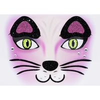 Sticker Temporar pentru Fata, Flippy, pentru Machiaj, Face Art, Halloween, Teatru, Model Pisica, Mov