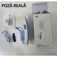 Aparat Pentru Curatat Scame, Par Si Praf, Flippy, Pentru Diferite Tipuri De Material, Cu Lame Din Otel Inoxidabil, Incarcare Prin USB Type-C, Cu Perie De Curatare si Cablu USB Incluse, Albastru, 15 x 7 cm