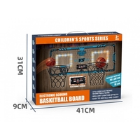 Set 2 Cosuri de Baschet pentru Copii, Flippy, cu Tablou de Bord Electronic, Pentru 2 Jucatori, Minge, Pompa, 2 Moduri, Interior/Exterior, Inel Metalic si Rabatabil cu Arc, Luminos, 60x31x6 cm, Multicolor