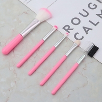 Set 5 Pensule de Machiaj, Flippy, de Voiaj, pentru Fard si Pudra, din Par Sintetic, Roz