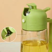 Recipient Ulei 2 in 1, Flippy, Functie Spray & Turnare, din Sticla, Fara Scurgere, 18.5 x 7.7 cm, 470 ml, Verde