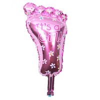 Set 3 Baloane din Folie Metalizata, Flippy, Figurine Picior 46x79 cm, Inima 45 cm, Stea 45cm, Model It's a Girl, Tema Gender Reveal, Ambalaj Individual, Pai Inclus, Umflare cu Aer sau Heliu, Roz