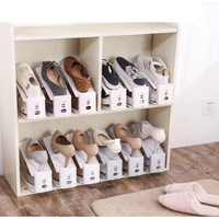 Suport pentru Pantofi, Flippy, din Plastic, Reglabil, 2 Niveluri, 27 x 10 x 20 cm, Alb