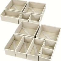 Organizator pentru Sertar, Flippy, 3 Marimi, pentru Lenjerie, Tricouri, Sosete, 6 Piese, Pliabil, Stivuibil, din Tesatura, Alb