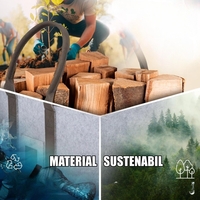 Cos Multifunctional pentru Rufe Murdare, Cos Depozitare, Flippy, Gri, 50x34x32, Geanta Durabila pentru Lemne si Accesorii