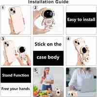 Husa de Protectie TPU 2in1, Flippy, pentru Apple iPhone 14, Astronaut cu Suport, Antisoc, Rezistenta la Impact, Protectie Camera, Roz