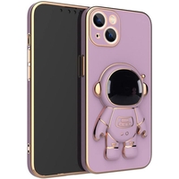 Husa de Protectie TPU 2in1, Flippy, pentru Apple iPhone 15 Plus, Astronaut cu Suport, Antisoc, Rezistenta la Impact, Protectie Camera, Mov