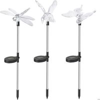 Set 3 Lampi Solare LED tip pasare-fluture-libelula, Inaltime 43 cm, Flippy, Multicolor