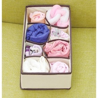 Cutie De Depozitare, Flippy, Pentru Lenjerie, Sosete Si Sutiene, Material Textil, 8 Compartimente, 32 x 16 x 10 cm, Culoare Bej