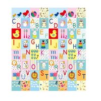 Covoras pentru Copii, Flippy, cu 2 Fete, Model Litere/Girafe, din XPE+PE, Impermeabil, Antiderapant, Protectie Termica, +3 Luni, Pliabil, 180 x 200 x 1 cm, Multicolor