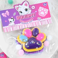 Jucarie Antistres Squishy, Flippy, cu Revenire Lenta, Labuta de Pisica Pufoasa, 7.5 cm, Ambalaj Transparent, Model 27051, Multicolor