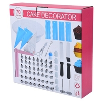 Set 70 Piese Ustensile pentru Ornare Prajituri, Flippy, din Plastic si Otel Inoxidabil, Multicolor