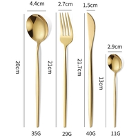 Tacamuri Portugheze, Flippy, Set din 24 de Piese din Otel Inoxidabil, 6 Cutie, 6 Furculite, 6 Linguri de Masa, 6 Linguri pentru Ceai, Auriu