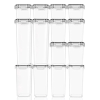Cutii de depozitare alimente, Flippy, Set din 14 Cutii pentru Condimente, Cereale, Cutii pentru Bucatarie, din Plastic PP, Cutii Alimentare, Diferite Dimensiuni, Transparente