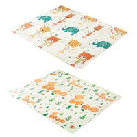 Covoras de Joaca pentru Copii Termic cu 2 Fete, Flippy, Model Veverite si Elefanti, cu Spuma, Impermeabil, Antiderapant, 200cm x 180cm x 1cm