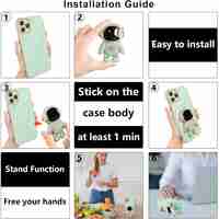 Husa de Protectie TPU 2in1, Flippy, pentru Apple iPhone 14 Pro, Astronaut cu Suport, Antisoc, Rezistenta la Impact, Protectie Camera, Verde