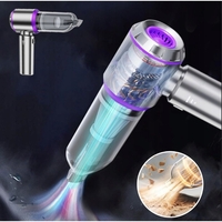 Aspirator Portabil Auto, Flippy, pentru Casa si Masina, 3 Viteze, Incarcator Tip-C cu Incarcare Rapida, Tub Prelungitor, 2000mAh, 7 Capete de Aspirare si Suflare, 21x20x6.5 cm, Argintiu Mov