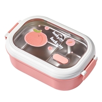 Cutie pentru Pranz sau Gustari, Flippy, cu Doua Compartimente, pentru Copii si Adulti, Etansare, PP, Perfect pentru Scoala si Birou, 1000 mL, 22.5x14.5x8 cm, Roz