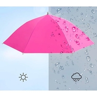 Umbrela de Cap, Flippy, Diametru 69 cm, Banda Elastica de Cap, Protectie UV/Ploaie, Fucsia