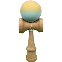 Jucarie Interactiva Kendama Profesionala, Flippy, din Lemn cu Bila Cauciucata, 18 x 6 x 7 cm, Joc de Indemanare pentru Copii si Adulti, Gradient Galben Albastru deschis