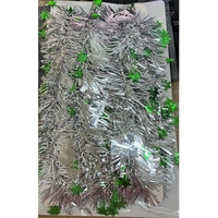 Beteala de Craciun cu LED, Flippy, 2 m, 5 cm Grosime, din PVC, Model cu Stelute, Artificiala, Verde/Argintiu