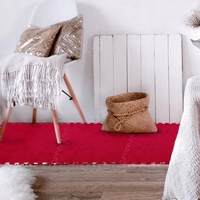 Set 10 Piese Covor tip Puzzle, Flippy, Spuma EVA, Pufos, 30 x 30 x 1 cm, Rosu