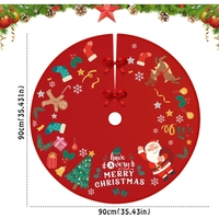 Covoras pentru Bradul de Craciun, Flippy, din Tesatura Pufoasa, cu Fundite de Prindere, Model Mos Craciun, Rosu, Diametru 90 cm