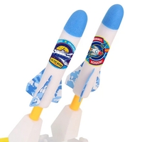 Jucarie pentru Copii, Flippy, Lansator de Rachete cu Piciorul, Doua Lansatoare, 6 Rachete Fara Lumini, 33x25x27 cm, Alb-Albastru