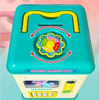 Set Pusculita pentru Copii, Flippy, Tip ATM, Parola cu Amprenta, 13.5 x 11.5 x 20 cm, Albastru