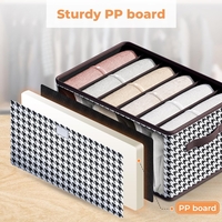 Cutie De Depozitare, Flippy, Pentru Haine, Lenjerie, Sosete Si Sutiene, Material Textil, 6 Compartimente, 44x30x20 cm, Culoare Alb-Negru